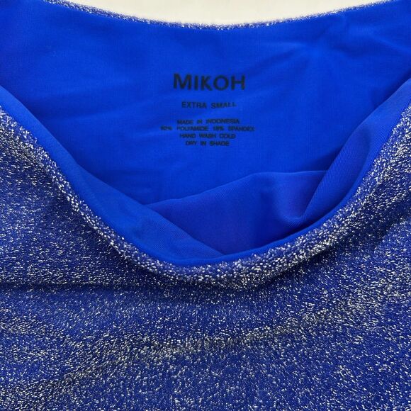Mikoh Kano Muliki Metallic Blue Bikini Swimsuit Top SMALL High Wasit Bottoms XS - Picture 5 of 8